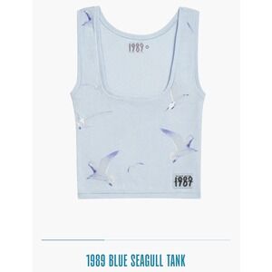 NWT Taylor Swift 1989 Blue Seagull Tank Top Ribbed Square Neck XS